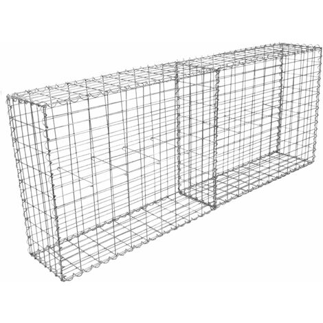 Lot de 2 Paniers de Gabions Argentés en Acier Galvanisé pour Projets d’Aménagement Extérieur, Murs de Soutènement, Clôture de Jardin. 100 x 95 x 30cm (1/5)
