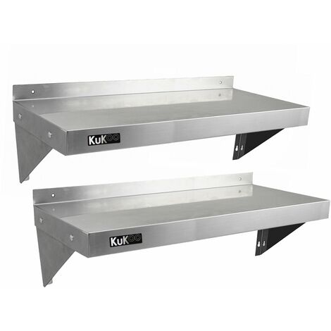 Kukoo – Lot de 2 étagères murales en acier inoxydable 100cm x 30cm – Résistantes à la corrosion – Pour cuisines commerciales et ateliers