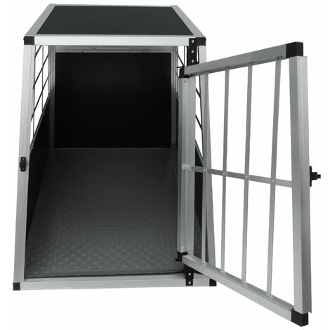 Cage de Transport en Aluminium 69 x 65 x 90 cm - 1 Porte - Angle 65° Avant et 90° Arrière - Parfaite pour Voyage Trajet Animaux Grand Format Sécurité Toutout Chien Chat Lapin [Tapis de Sol INCLUS]