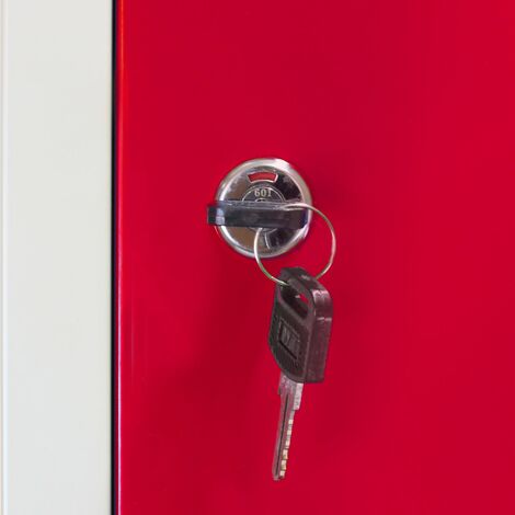 Rangée de 3 Casier Métallique Rouge et Gris en Acier à 1 Porte pour vestiaires 180 x 90 x 50 cm gym école ou bureau - Livré à Plat & Facile à Monter [Aimants et Labels GRATUITS]