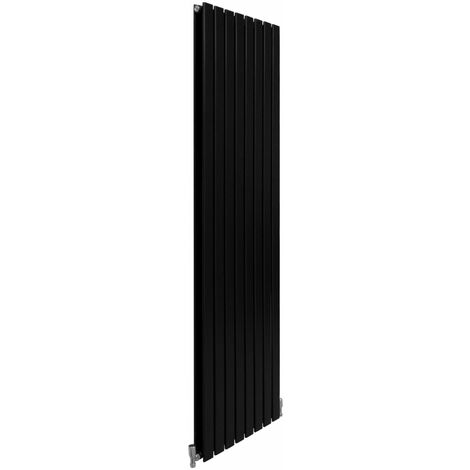 Kit De Fixation Pour Radiateur Salle De Bain - Noir Brillant - 4 Supports + Chevilles + Vis - Pour Tubes 19-25 Mm