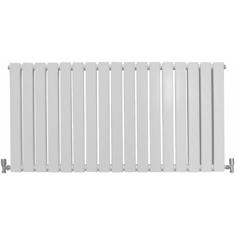 Radiateur Plat Mural 60 x 119 cm Blanc Brillant Pour Salle de Bain, Cuisine, Maison Moderne Design Scandinave [Kit de Fixations, Brosse de Nettoyage inclus & 15 ans de GARANTIE]