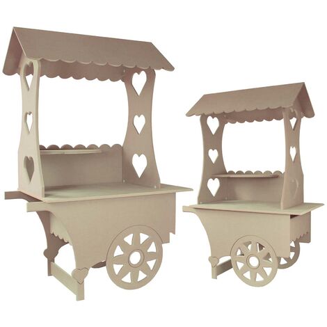 KuKoo Lot de 2 Chariots Présentoirs de Friandises, Porte Bonbons et Cadeaux d’Invités de Mariage, Stand à Friandises pour les Fêtes d’Anniversaire et autre Evènements, Chariots Personnalisables en pla (1/5)
