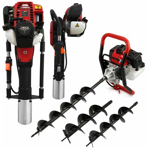 Tarière à Essence 63CC Avec Roues - Foret 300mm, 2200W - Pour Trous De Poteaux, Clôtures - 11