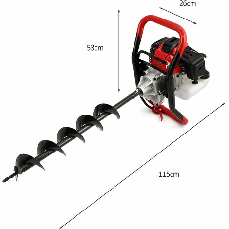 Tarière Thermique 52cc Foreuse à Essence 3 Forets 82cm avec Ø 102, 152 ...