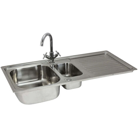 Kukoo - Évier de Cuisine en Acier Inoxydable 105cm x 50cm et Robinet Victoria