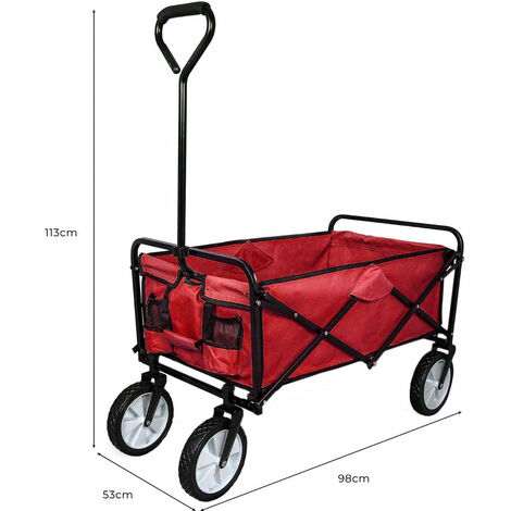 Chariot de jardin à 4 roues rouge pliable brouette utilité chariot