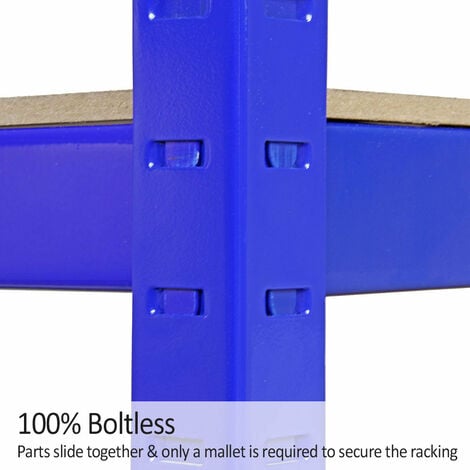 Monster Racking - Rayonnage T-Rax en Acier Sans Boulons Bleu 120cm x 180cm x 60cm