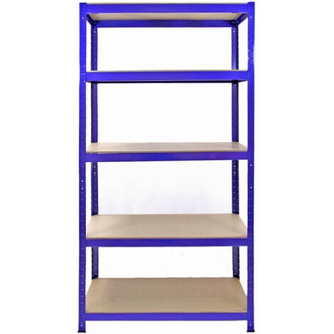 Monster Racking - 1 Rayonnage d'Angle T-Rax Bleu et 4 Rayonnages T-Rax Bleus en Acier Sans Boulons 90cm x 45cm x 180cm