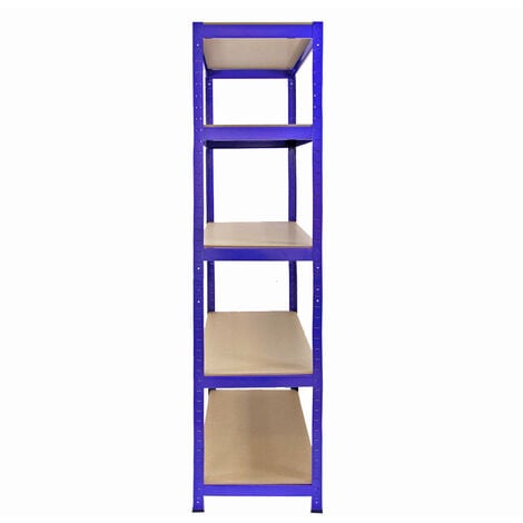Monster Racking - 1 Rayonnage d'Angle T-Rax Bleu et 4 Rayonnages T-Rax Bleus en Acier Sans Boulons 90cm x 45cm x 180cm
