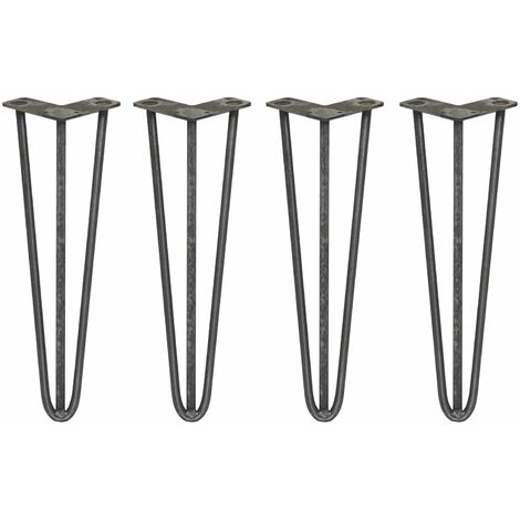 4 Pieds de Table en Epingle à Cheveux - 40,6cm - 3 Tiges - 12mm - Personnalisez vos Meubles avec Style Industriel ou Rétro Vintage
