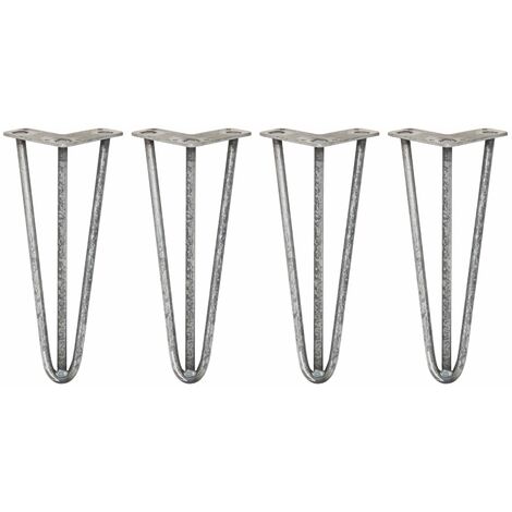 SKISKI LEGS - 4 Pieds de Table en Épingle à Cheveux 30,5cm 3 Tiges en Acier Couleur Naturelle Épaisseur 12mm