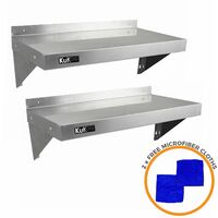 2 Étagères Murales Inox KuKoo 100x30cm - Pour Cuisine Professionnelle Ou Maison, Résistantes Et Faciles à Nettoyer