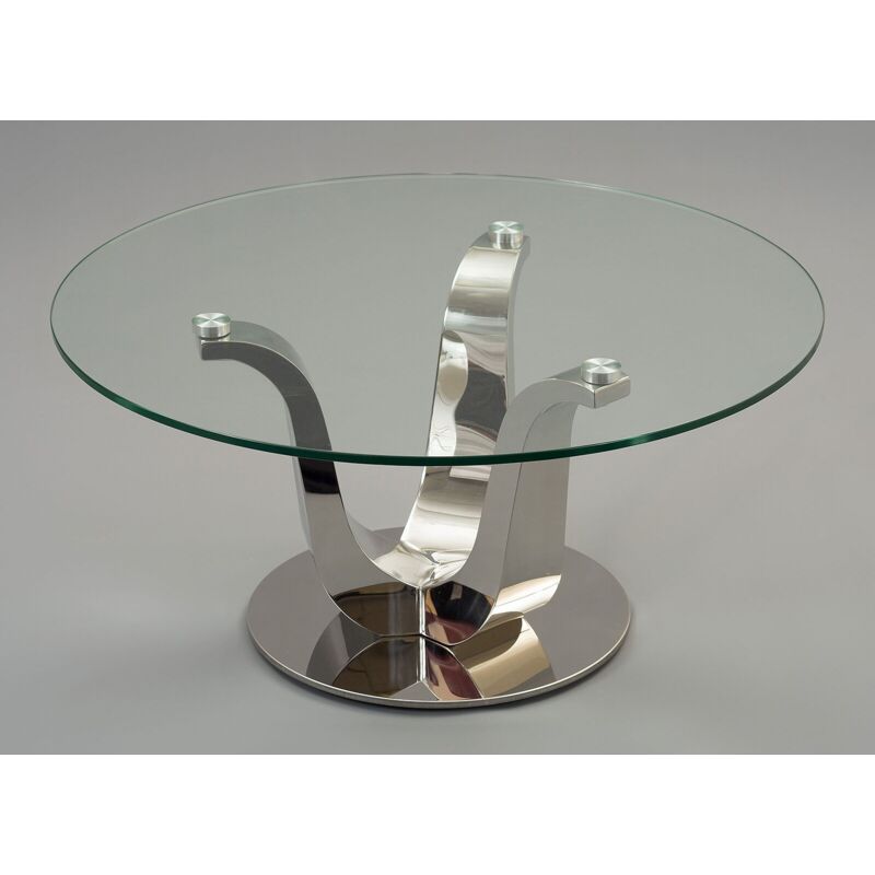 Naples Coffee Table [Glass and Polished Steel]