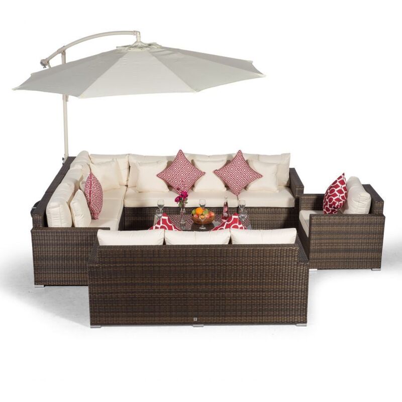 10 seater rattan discount garden furniture with parasol