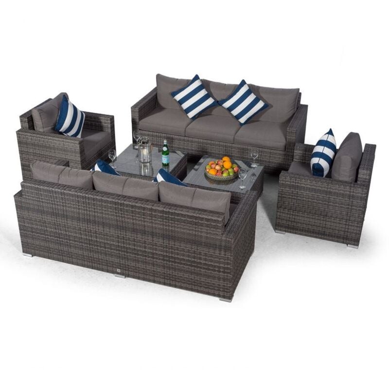 Giardino Sydney Seater Grey Rattan Conversation Sofa Set With X