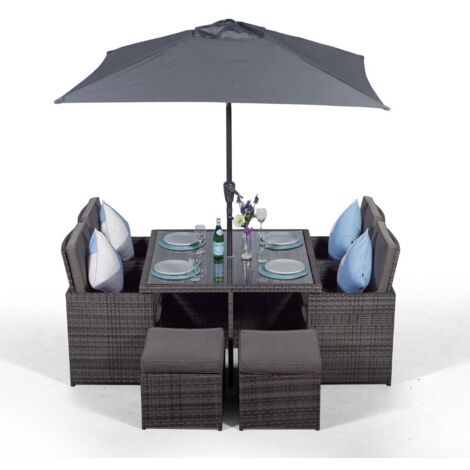 Giardino 4 Seater Rattan Cube Dining Set - Grey (1/5)
