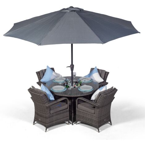 Arizona Round 4 Seater Patio Dining Set with Ice Bucket Drinks Cooler - Grey (1/5)