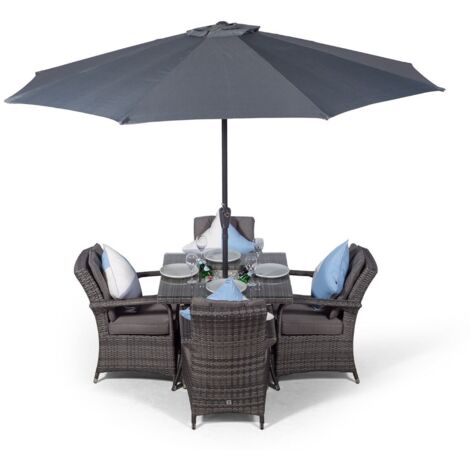 Arizona Square 4 Seater Patio Dining Set with Ice Bucket Drinks Cooler - Grey (1/5)