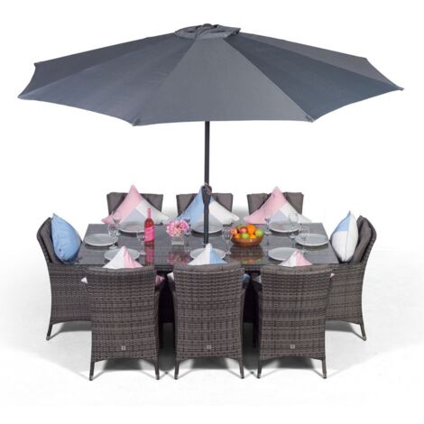 Savannah Rectangular 8 Seater Rattan Patio Dining Set - Grey (1/5)