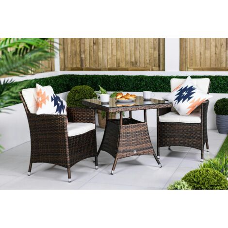 Savannah Square Rattan Garden Bistro Table and Chairs Set 2 Seater Patio Set (1/5)