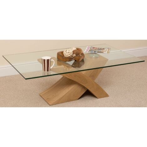 Milano Glass and Wood Coffee Table for Living Room