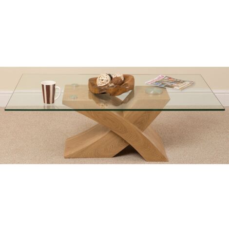 Milano Glass and Wood Coffee Table for Living Room