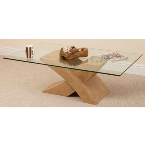 Milano Glass and Wood Coffee Table for Living Room