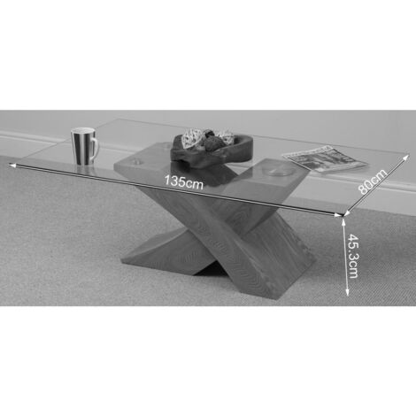 Milano Glass and Wood Coffee Table for Living Room