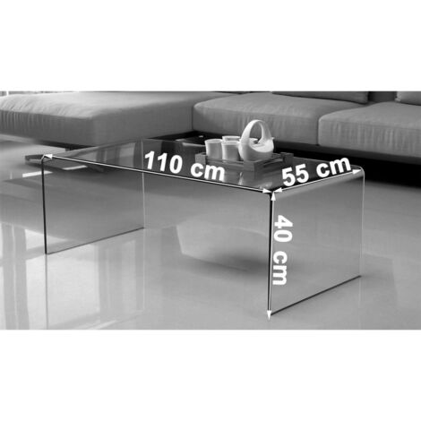 Nova Curved Clear Glass Coffee Table for Living Room