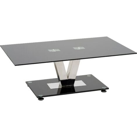 Vidal Black Glass Coffee Table for Living Room