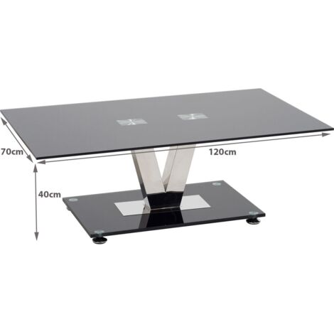 Vidal Black Glass Coffee Table for Living Room