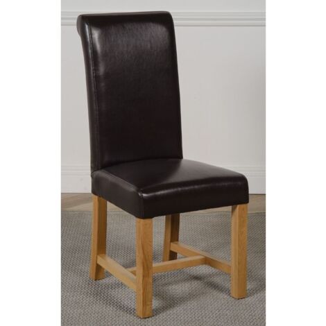 Washington Brown Leather Dining Chairs for Dining Room or Kitchen (1/5)