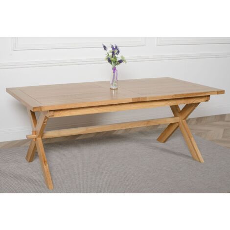 Vermont 200 - 240cm Cross Leg Large Oak Extending Dining Table