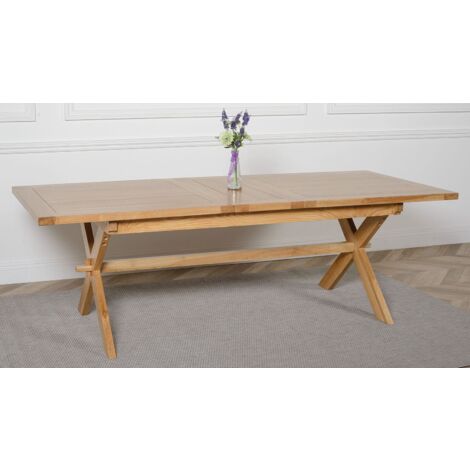 Vermont 200 - 240cm Cross Leg Large Oak Extending Dining Table