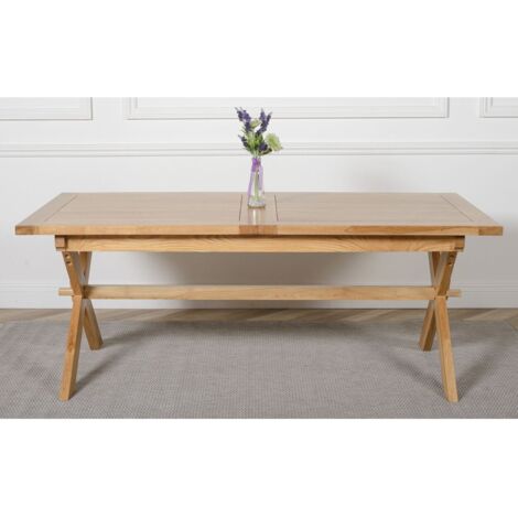 Vermont 200 - 240cm Cross Leg Large Oak Extending Dining Table