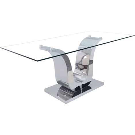 Alexandria 180cm Glass and Chrome Dining Table