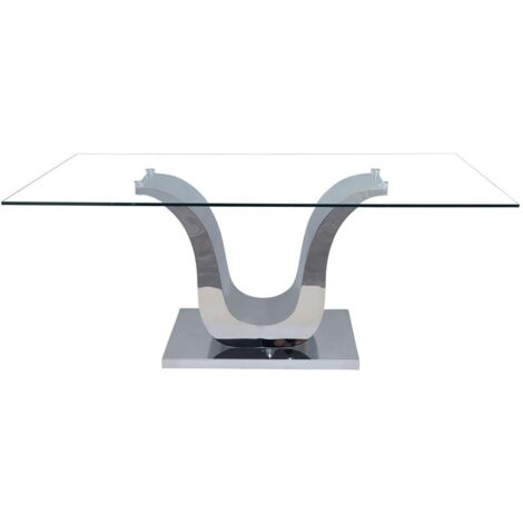 Alexandria 180cm Glass and Chrome Dining Table
