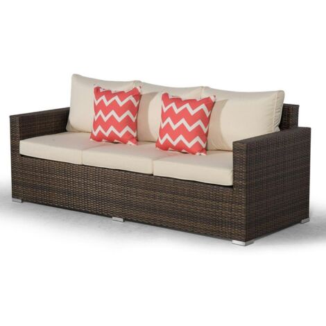 Giardino Sydney Rattan 3 Seater Sofa - Brown (1/5)