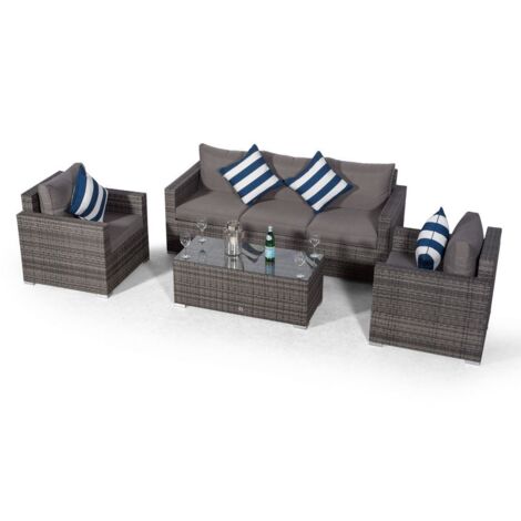 Giardino Sydney 5 Seater Rattan Conversation Sofa Set with Coffee Table - Grey (1/5)