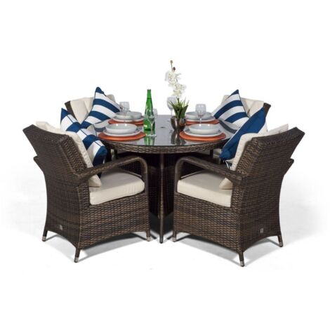 Arizona Round Seater Rattan Patio Dining Set Brown