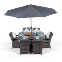 Arizona Rectangular 6 Seater Rattan Patio Dining Set - Grey