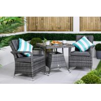 Arizona Square Rattan Garden Bistro Table and Chairs Set 2 Seater Patio Set