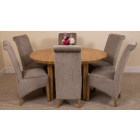 Edmonton Solid Oak Extending Oval Dining Table with 6 Montana Dining Chairs [Grey Fabric]