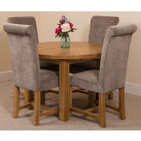 Edmonton Solid Oak Extending Oval Dining Table with 4 Washington Dining Chairs [Grey Fabric]