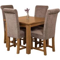 Oslo Solid Oak Dining Table with 4 Washington Dining Chairs [Grey Fabric]