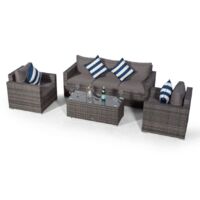 Giardino Sydney 5 Seater Rattan Conversation Sofa Set with Coffee Table - Grey