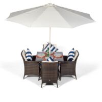 Savannah Square 4 Seater Rattan Patio Dining Set - Brown