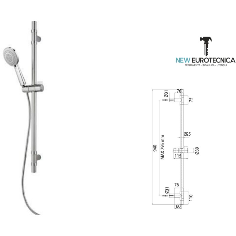 Bossini Saliscendi Doccia DA3102 MIXA 3 D.110