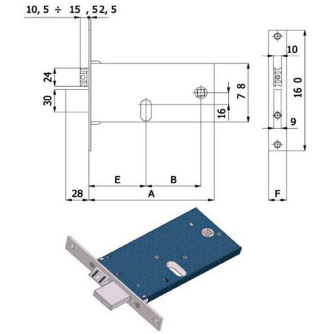 Serratura Orizzontale A Mortasa Per Vasca Da Bagno, 15,2 Cm - Foto 5